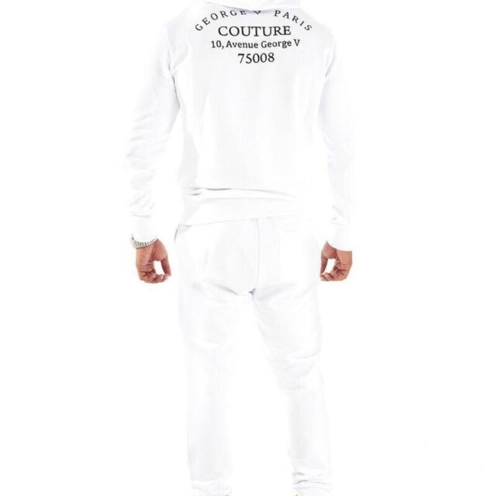 Avenue George V Paris jogging suit White Tracksuit men’s Rhinestone Teddy 3XL - Picture 4 of 8
